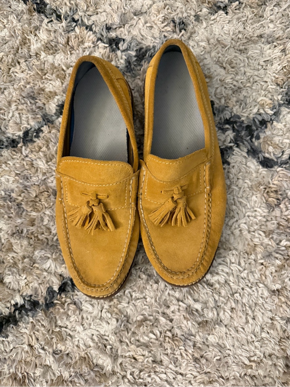 Men's Tassel Suede Slip-On Loafers in Mustard Yellow